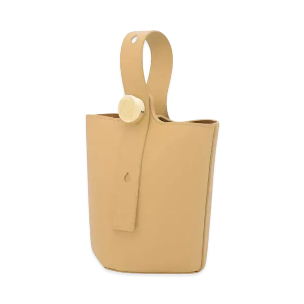 LOEWE Mini Pebble Bucket in Smooth Calfskin "Dark Butter"