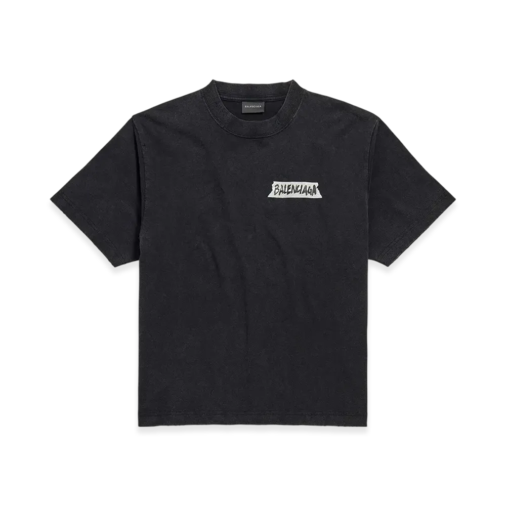 BALENCIAGA Masking Tape T-shirt Medium Fit "Faded Black"