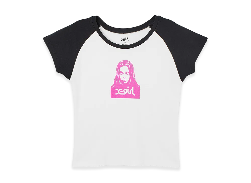 X-Girl Women's Face Raglan S/S Baby Tee "White"