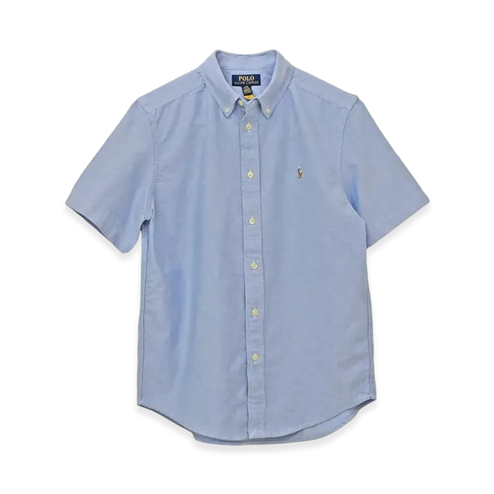 RALPH LAUREN One-Point Oxford Short Sleeve Shirt "Blue"