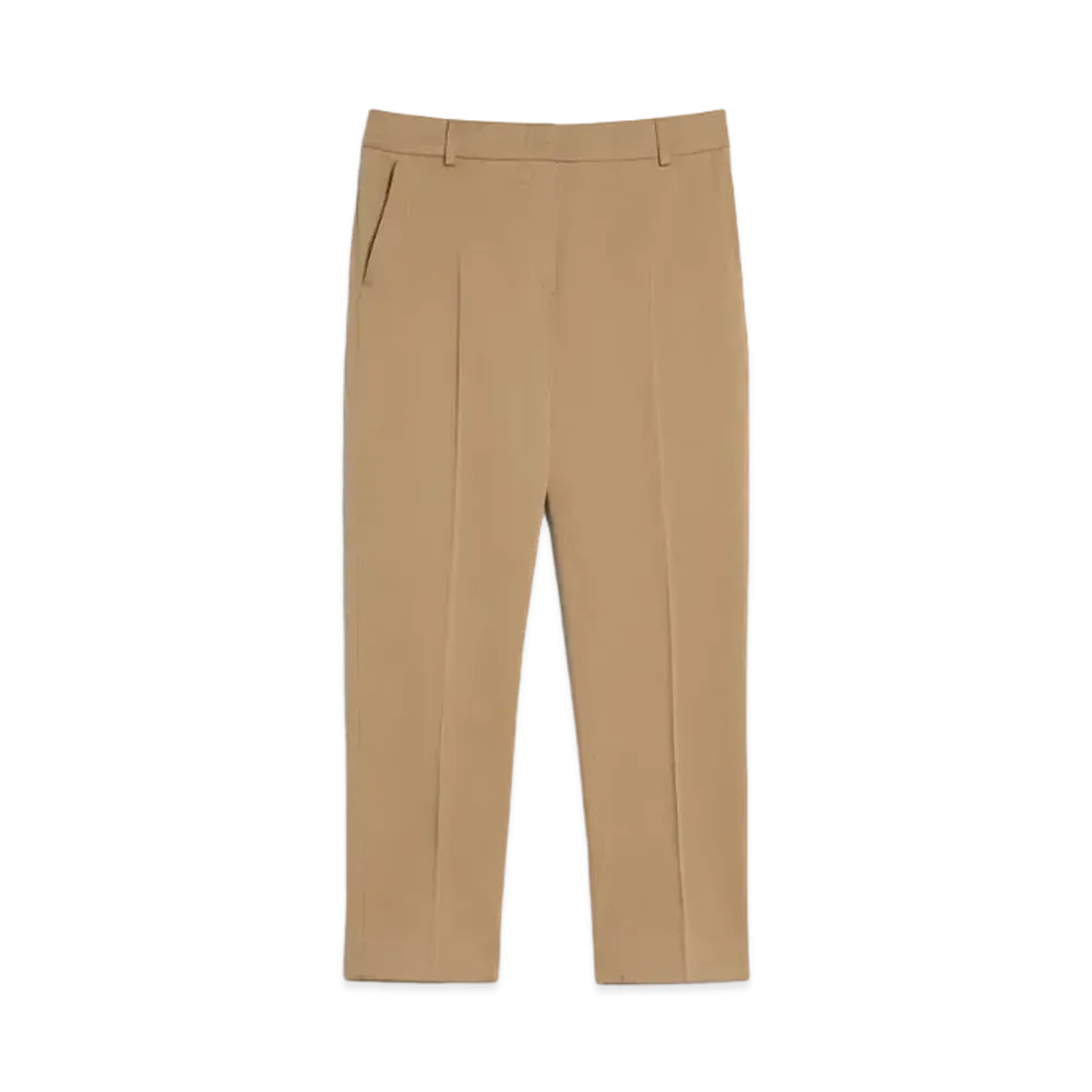 Max Mara Linche Cotton Satin Stretch Cropped Pants "Clay"