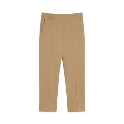 Max Mara Linche Cotton Satin Stretch Cropped Pants "Clay"