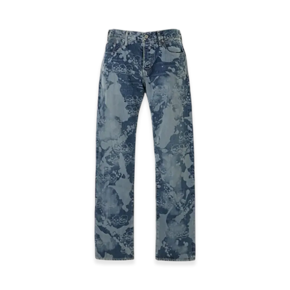 HYSTERIC GLAMOUR Dropping & Skully Pattern Slim Straight Denim Pants "Light Indigo Blue"