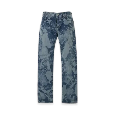 HYSTERIC GLAMOUR Dropping & Skully Pattern Slim Straight Denim Pants "Light Indigo Blue"