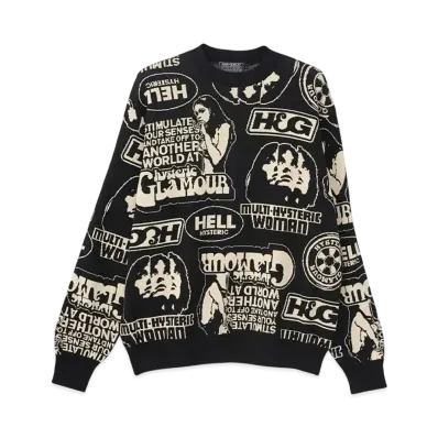 HYSTERIC GLAMOUR Super Hys Pattern Jacquard Sweater "Black"