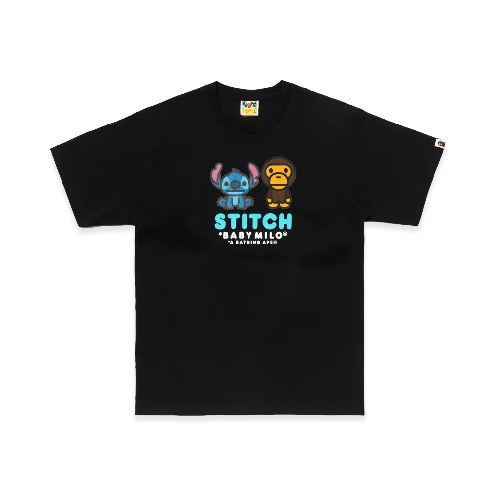 A BATHING APE x Disney Stitch And Baby Milo Tee "Black"
