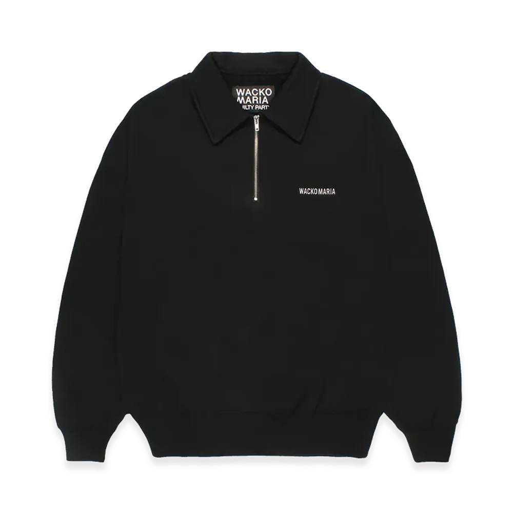 WACKO MARIA Heavy Weight Half Zip Sweat Shirt "Black"