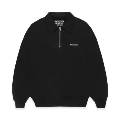 WACKO MARIA Heavy Weight Half Zip Sweat Shirt "Black"