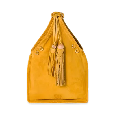 MIU MIU Suede Bag with Charm "Mustard Yellow"
