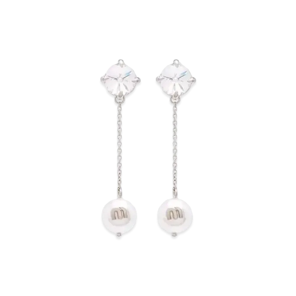 MIU MIU Sory Tail Jewel Pierce "Light Gray/White/Crystal"