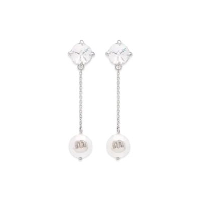 MIU MIU Sory Tail Jewel Pierce "Light Gray/White/Crystal"