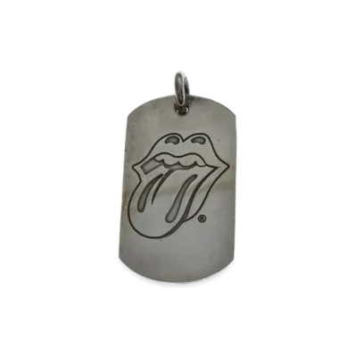 Chrome Hearts Lip & Tongue Large Dog Tag Charm "Silver"