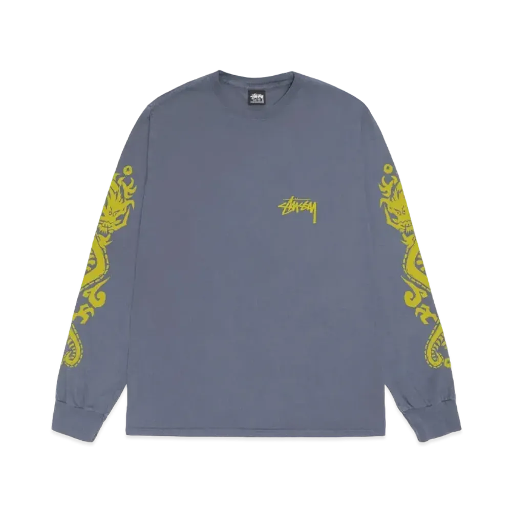Stussy Dragons LS Tee Pigment Dyed "Indigo"
