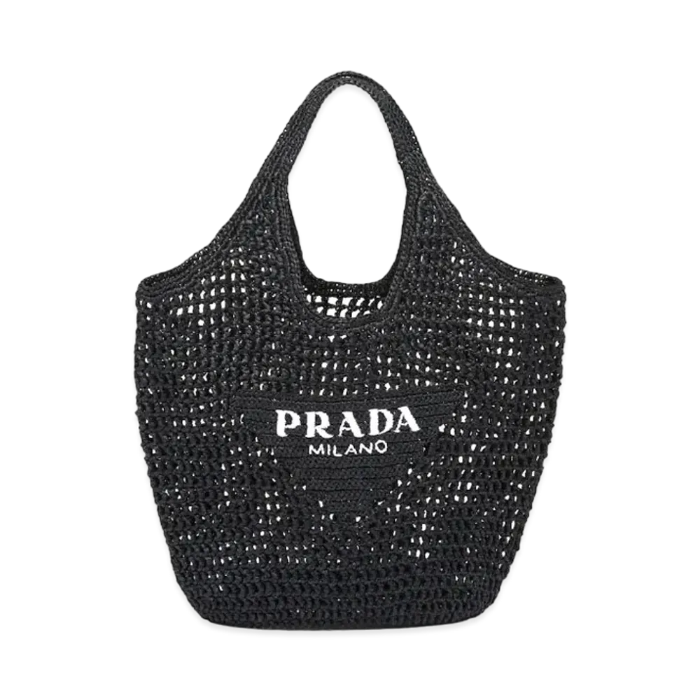 PRADA Raffia Tote Bag "Black"