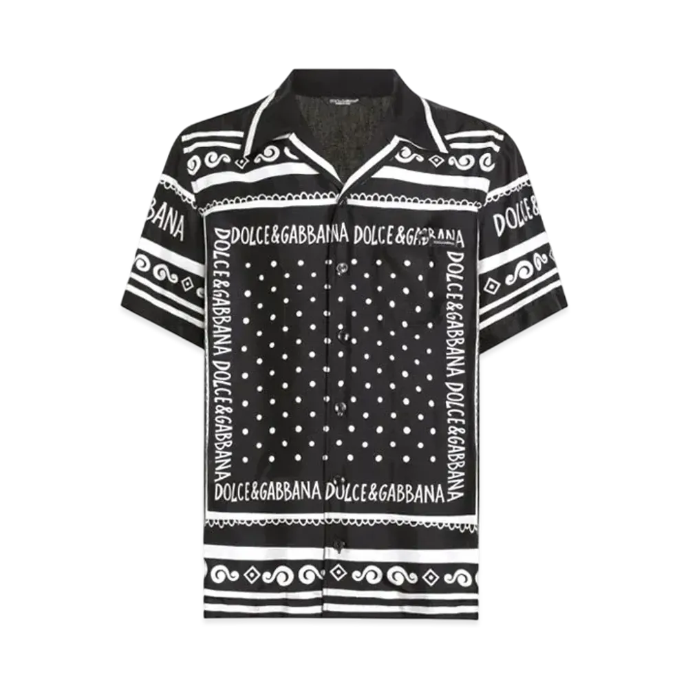 DOLCE&GABBANA Printed Silk and Denim Shirt "Black"