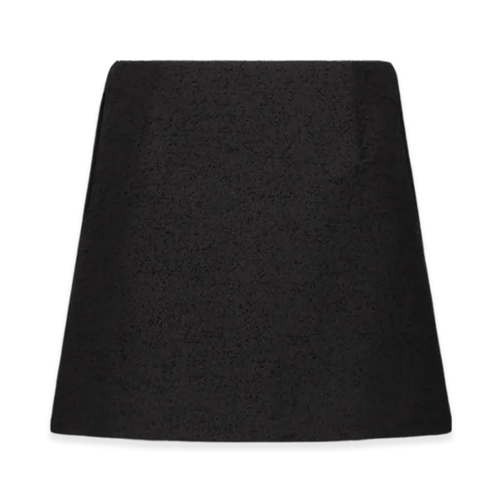 Dior Women's Flared Mini Skirt Virgin Wool Cotton Boucle "Black"