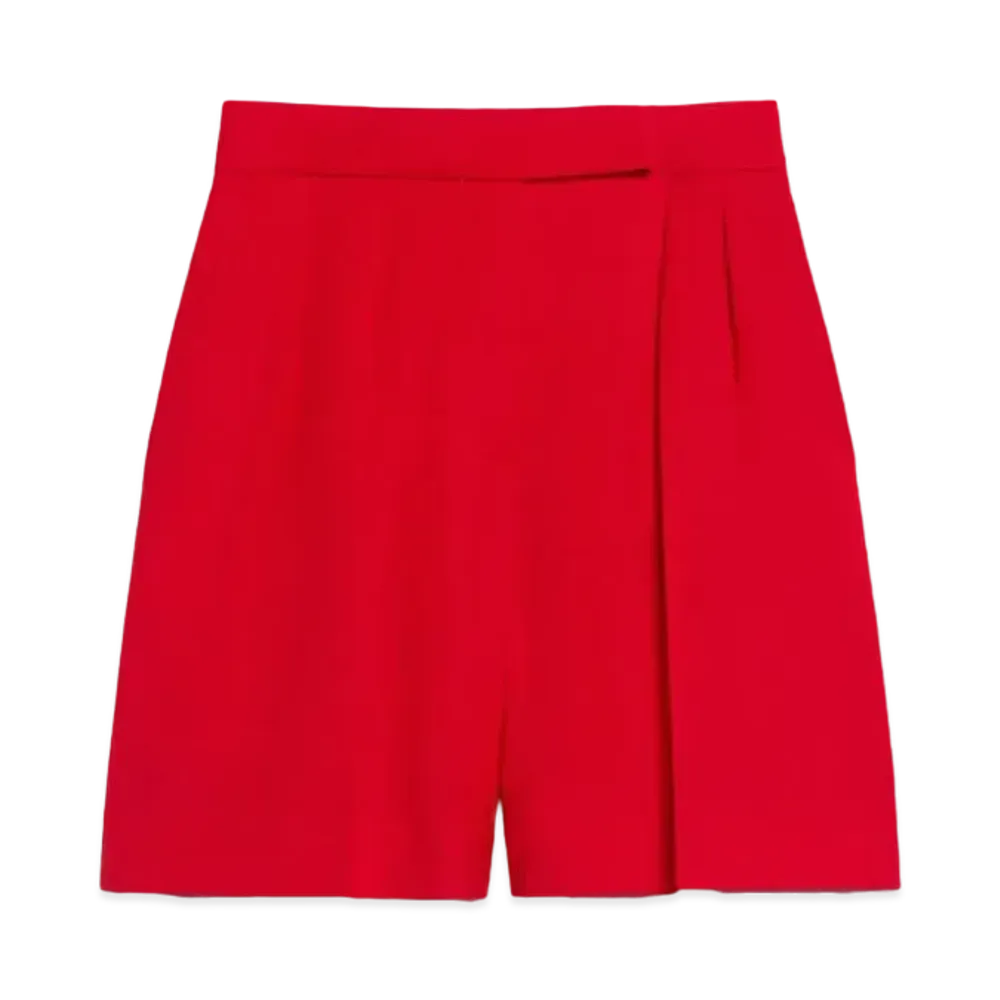 Max Mara Jessica Pure Wool Canvas Shorts "Red"