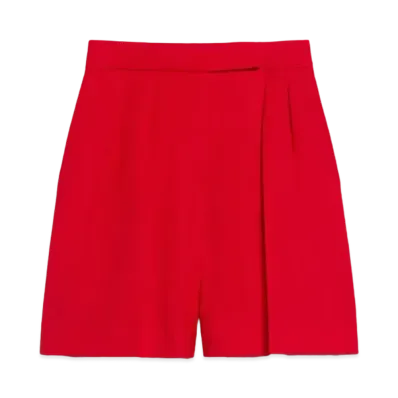 Max Mara Jessica Pure Wool Canvas Shorts "Red"