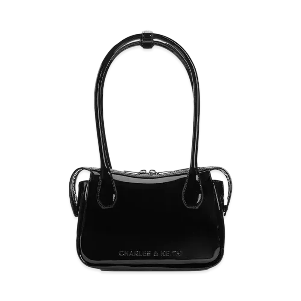 CHARLES & KEITH Bothy Textured Elongated Top-Handle Bag "Noir"
