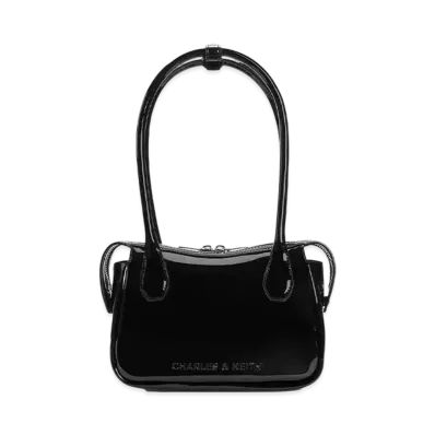 CHARLES & KEITH Bothy Textured Elongated Top-Handle Bag "Noir"