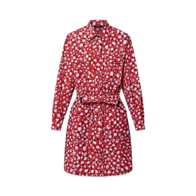 Louis Vuitton x Yayoi Kusama Infinity Dots Monogram Shirt Dress "Rouge Vif"