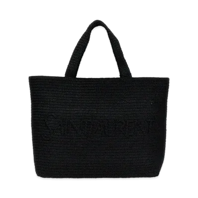 Saint Laurent Rafia Tote Bag "Black"