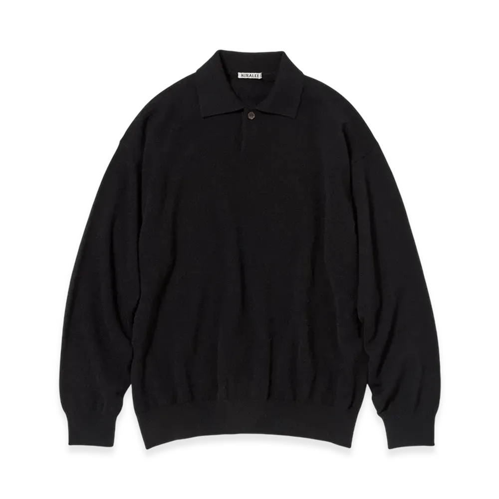 AURALEE Baby Cashmere Knit Polo Woman "Top Black"