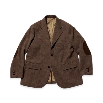 Unlikely Assembled Sports Coat Wool Tweed "Beige Herringbone"