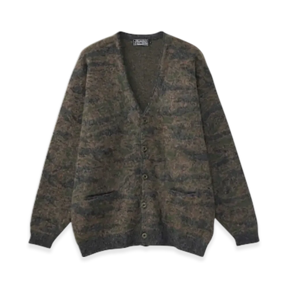 HYSTERIC GLAMOUR Tiger Camo Jacquard Cardigan "Khaki"