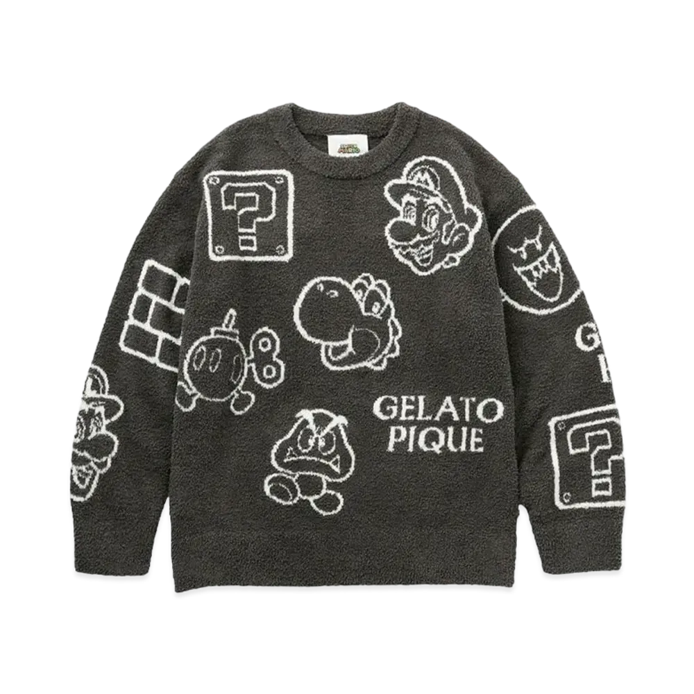 GELATO PIQUE x SUPER MARIO Ladies Long T-Shirt & Long Pants Set "Dark Gray"