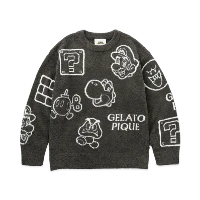 GELATO PIQUE x SUPER MARIO Ladies Long T-Shirt & Long Pants Set "Dark Gray"