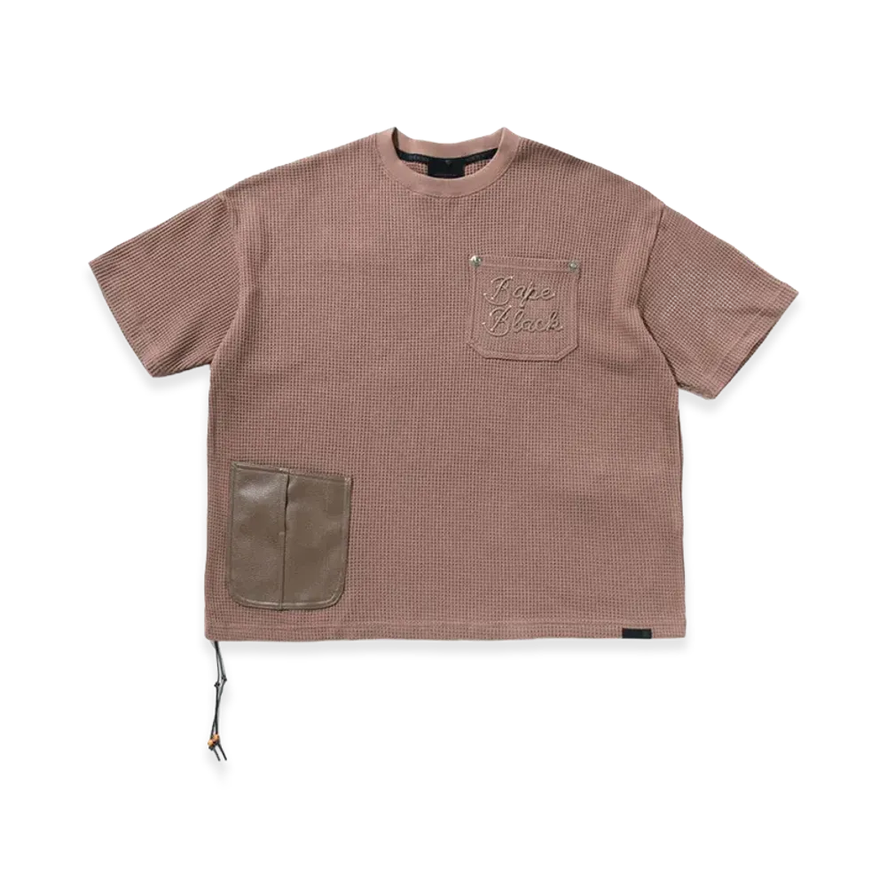 A BATHING APE Waffle Worker Ropestitch Tee "Brown"