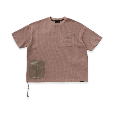 A BATHING APE Waffle Worker Ropestitch Tee "Brown"