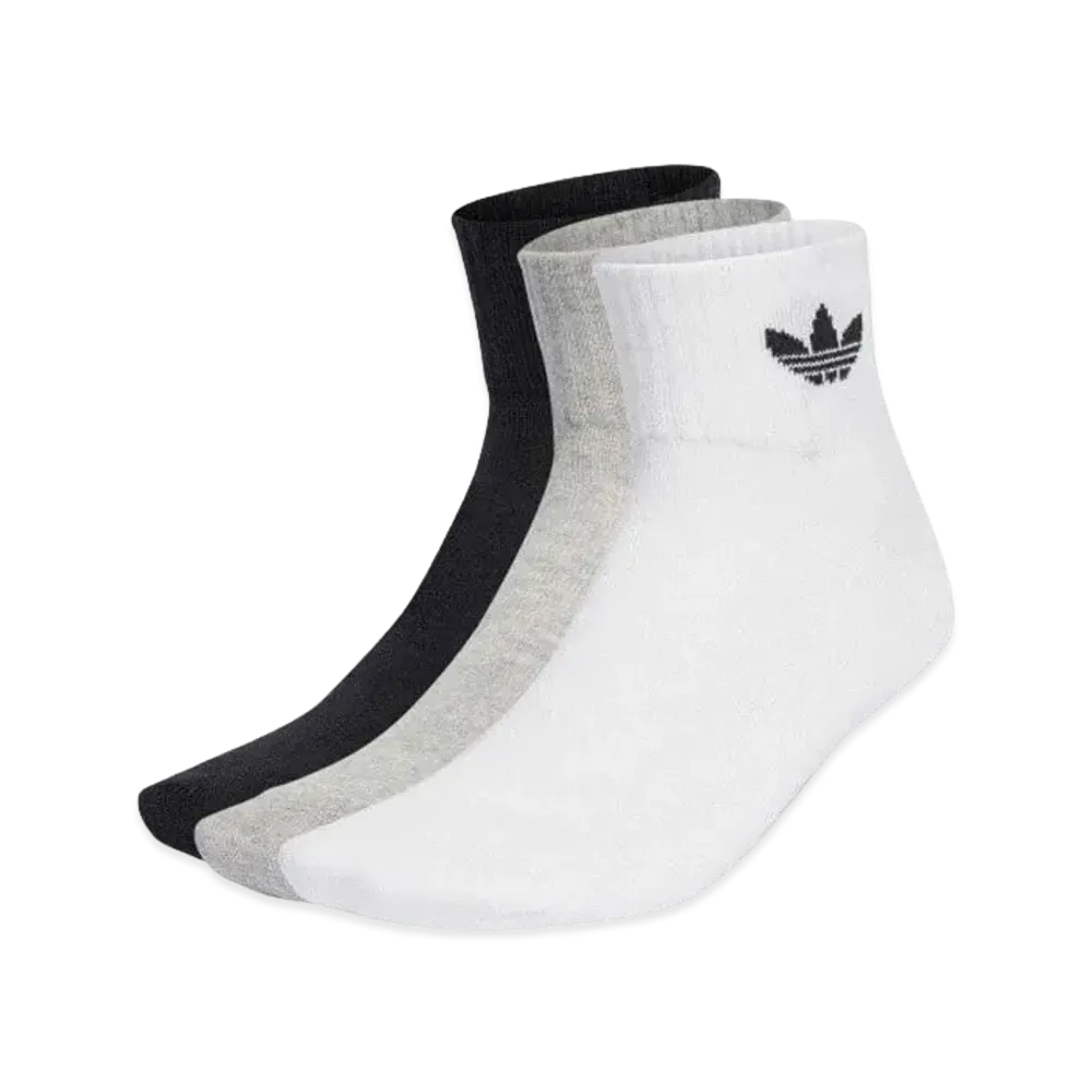 adidas Mid-Cut Crewsocks 3 Pairs "White/Medium Gray Heather/Black"