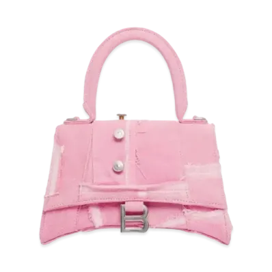 BALENCIAGA Hourglass Small Denim Handbag "Pink"