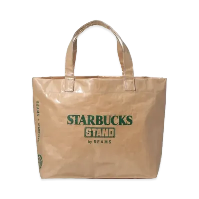 STARBUCKS STAND x BEAMS Logo PVC Shopper Tote S "Beige"