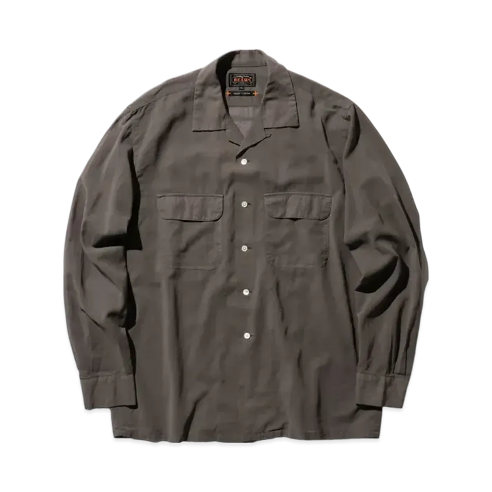 BEAMS Open Collar 100/2 Organdy Garment Dye "ChacoalGray"