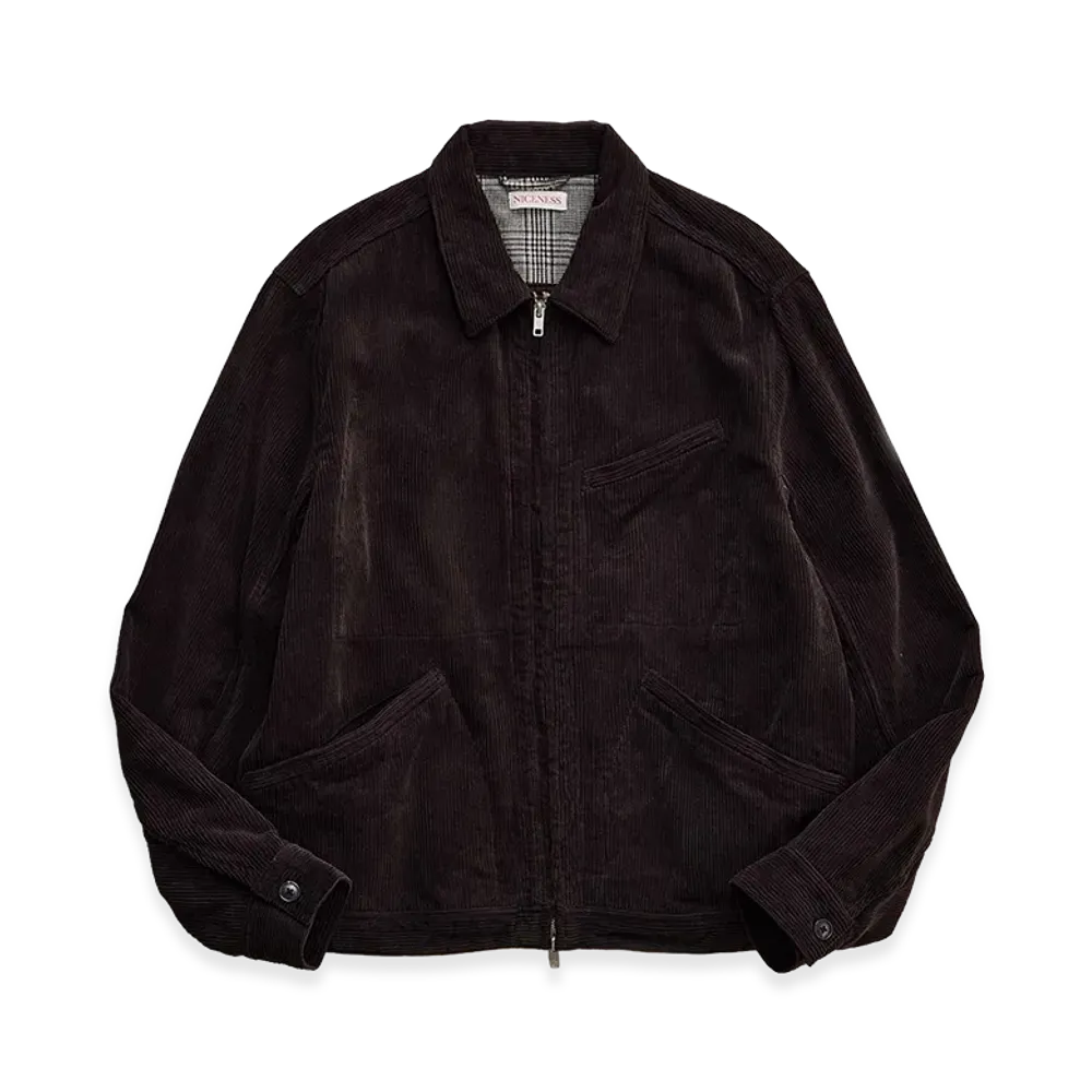 NICENESS S.Jett Silk Corduroy Short Blouson "Brown"