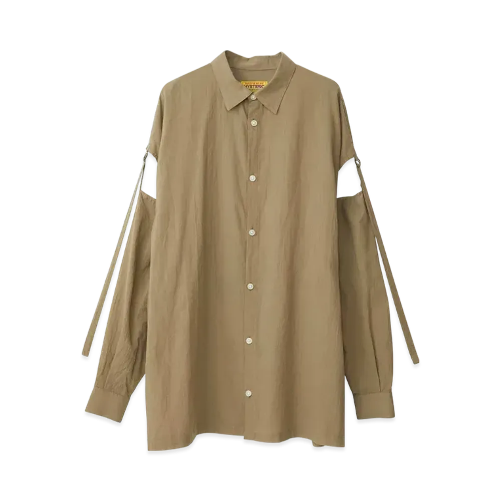 HYSTERIC GLAMOUR Shocking Bad Girl Slit Sleeve Shirt "Khaki"