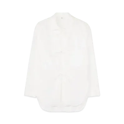 Yohji Yamamoto Y's BROAD FRONT RIBOON BLOUSE "White"