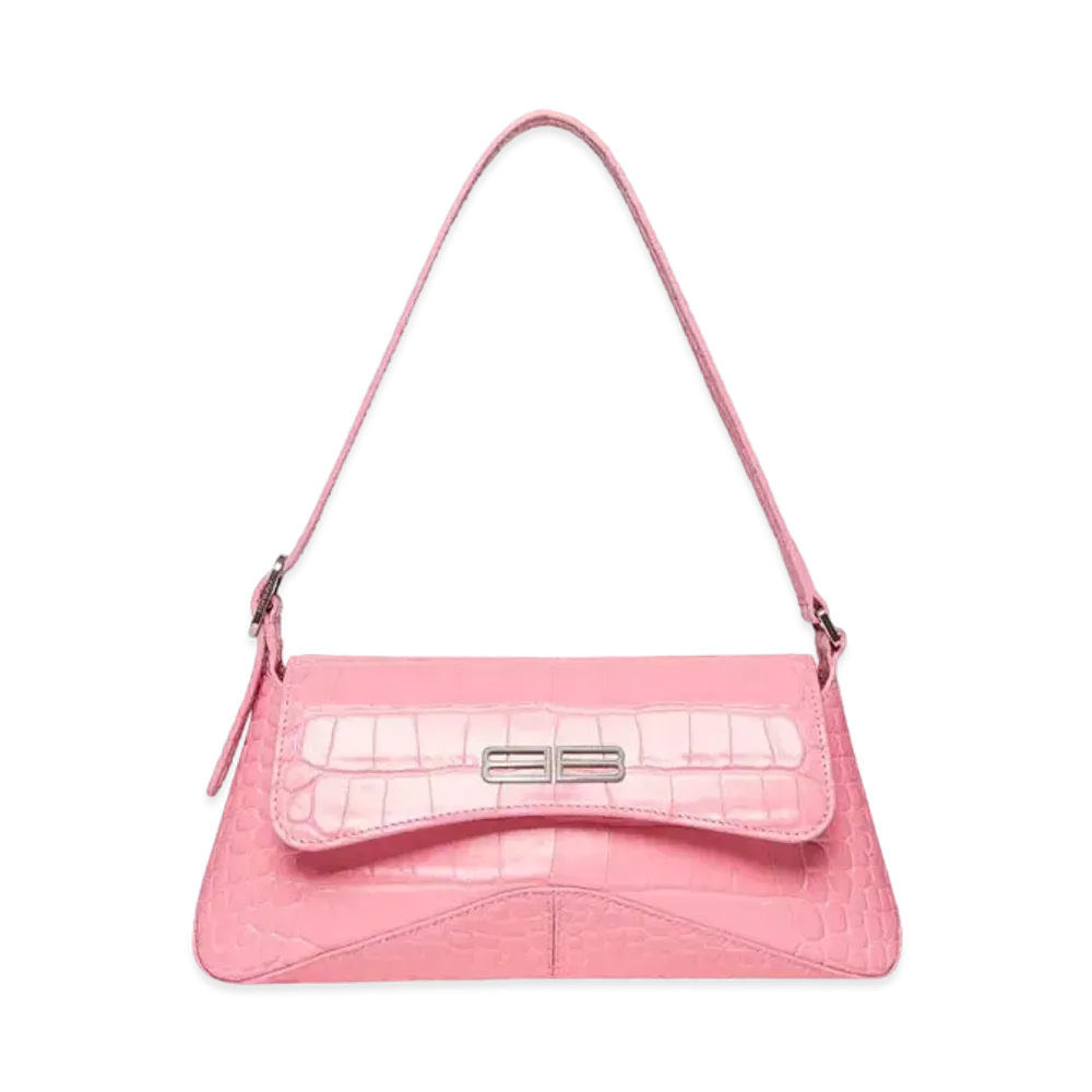 BALENCIAGA XX Small Flap Bag Crocodile Embossed "Pink"