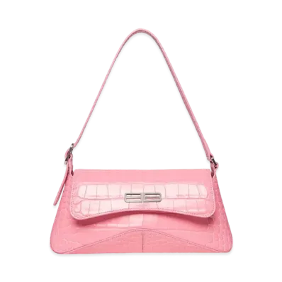 BALENCIAGA XX Small Flap Bag Crocodile Embossed "Pink"