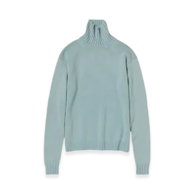 AURALEE Washed French Merino Knit Turtle "Light Blue"