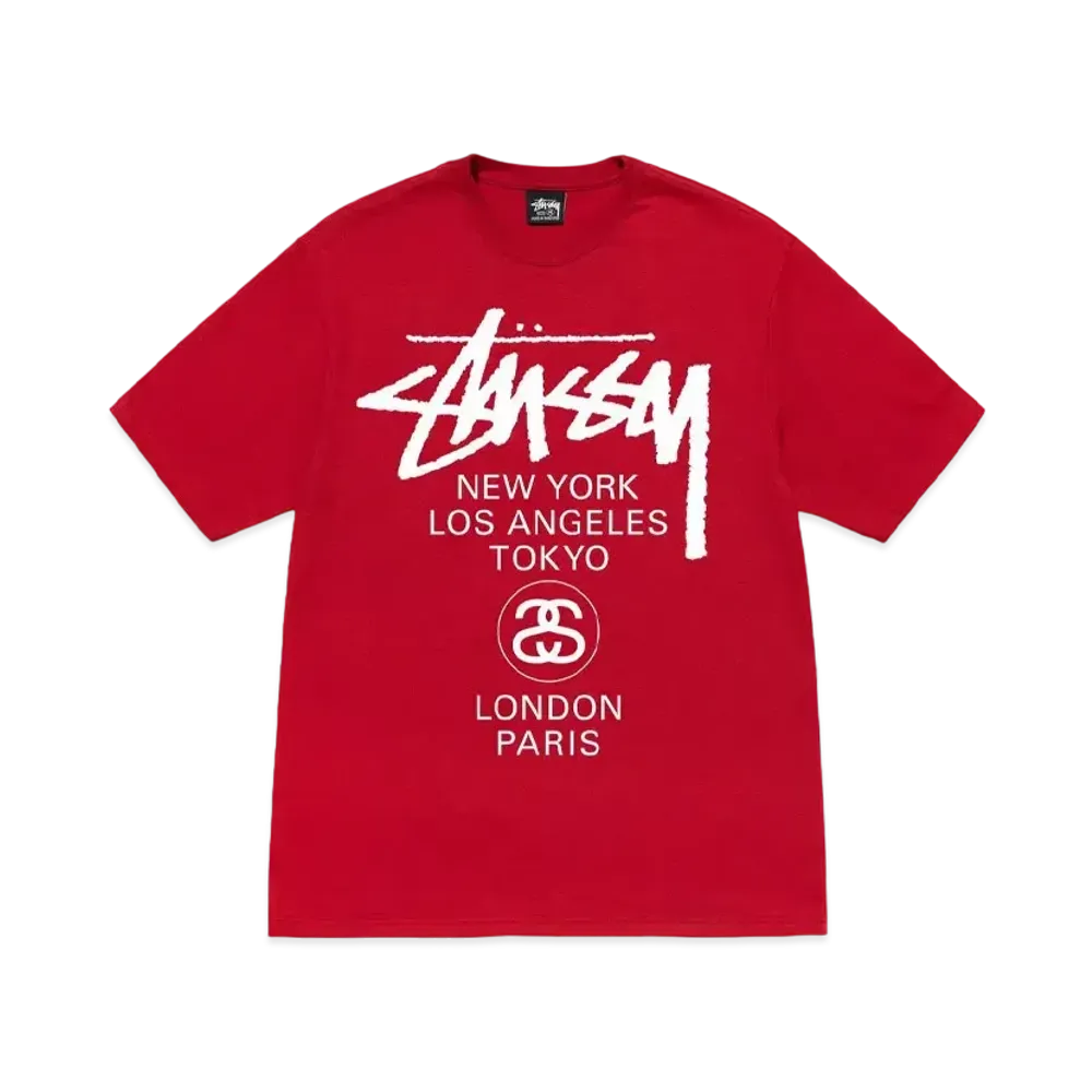 Stussy World Tour Tee "Dark Red" (22FW)