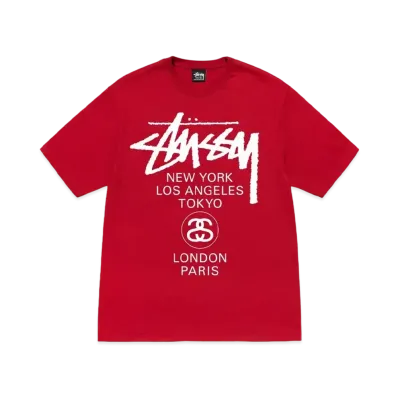 Stussy World Tour Tee "Dark Red" (22FW)