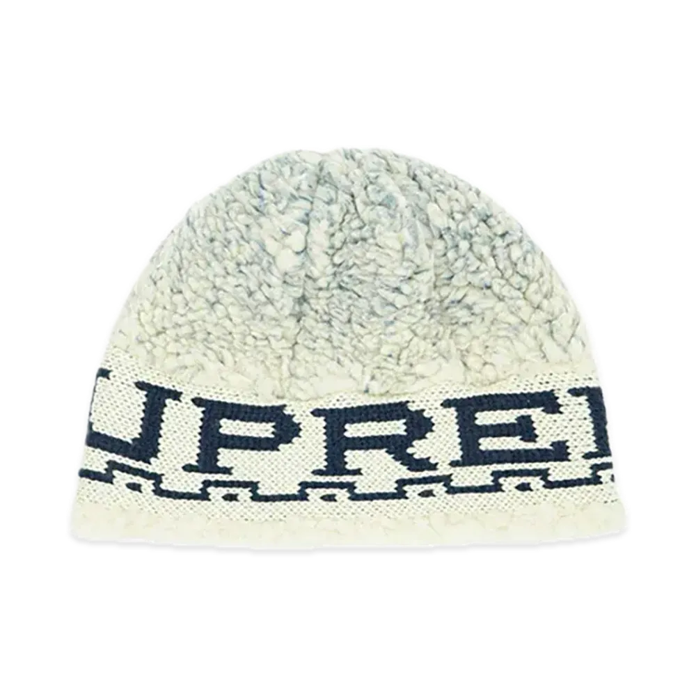 Supreme Sherpa Logo Beanie "Natural"