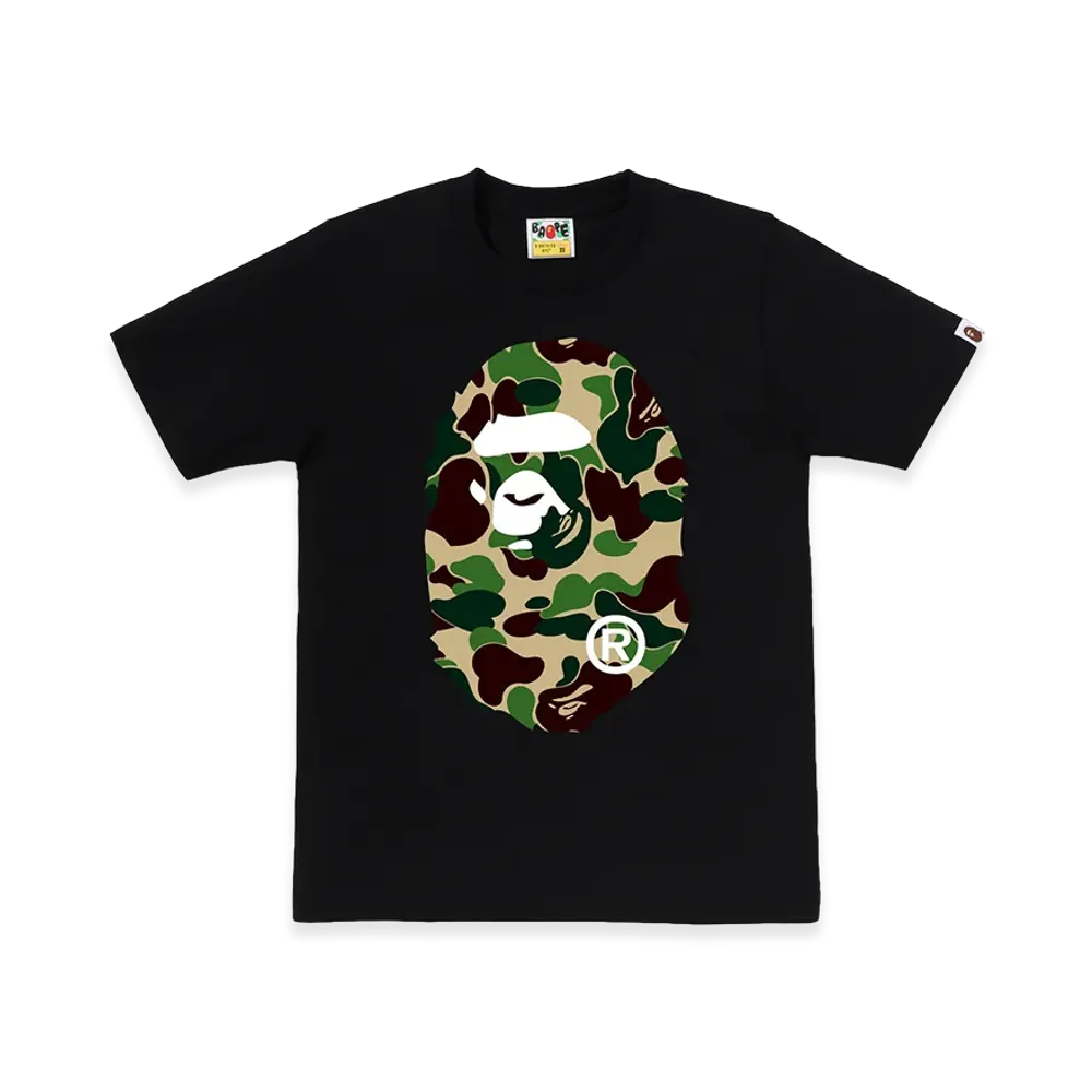 A BATHING APE Women's ABC Camo Big Ape Head Tee "Black/Green"