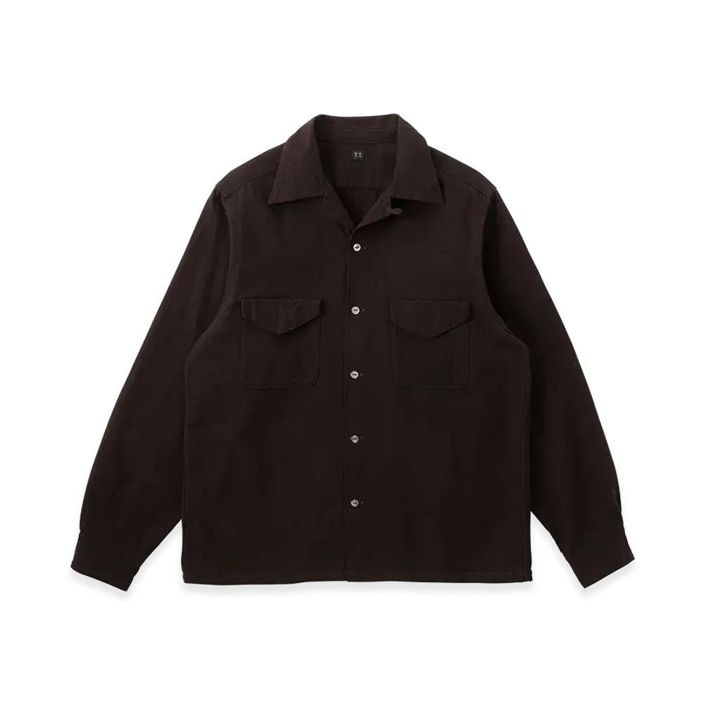 T.T Taiga Takahashi LOT.101 Open Collar Shirt "Brown Black"