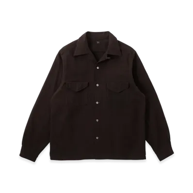 T.T Taiga Takahashi LOT.101 Open Collar Shirt "Brown Black"
