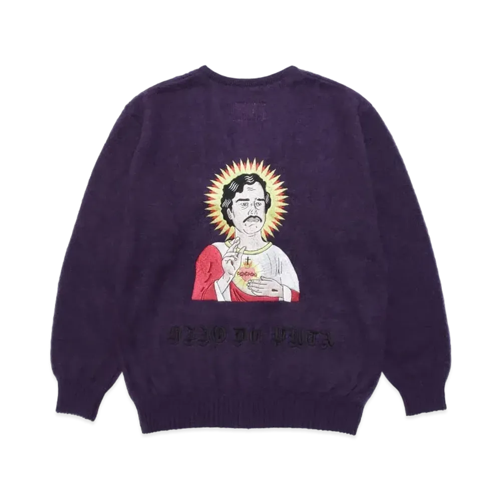 WACKO MARIA MOHAIR KNIT CARDIGAN "Purple"
